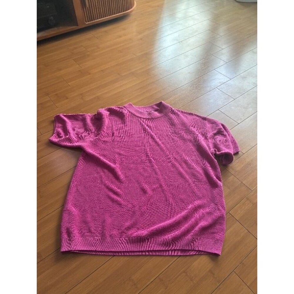 FP Beach Free People Women's Pink Knit Short Sleeve T-Shirt Top